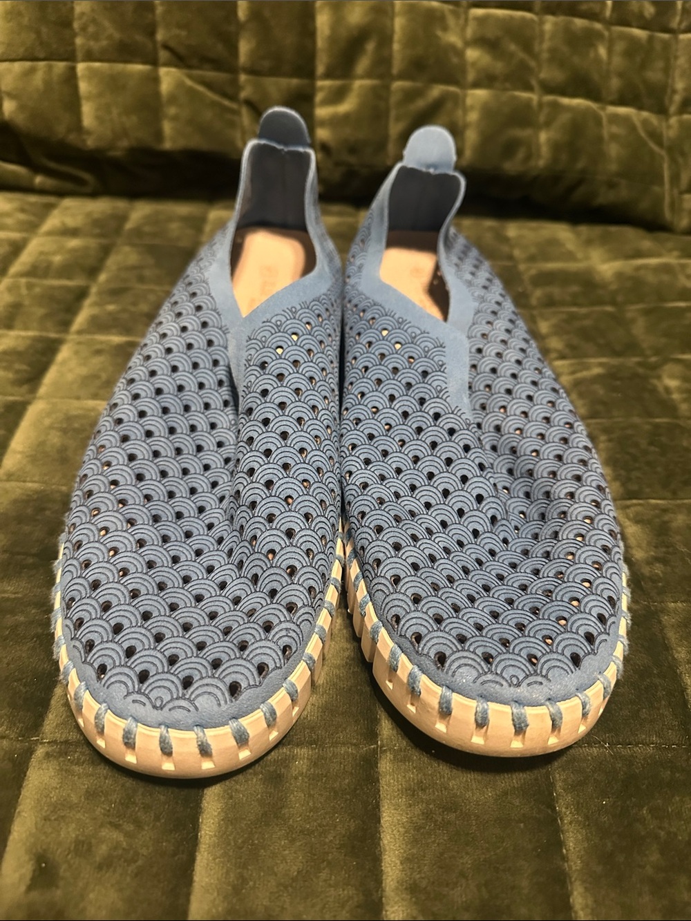 Ilse Jacobsen Blue Laser-Cut Slip-On Flats Women’s EU 41, US 10.5